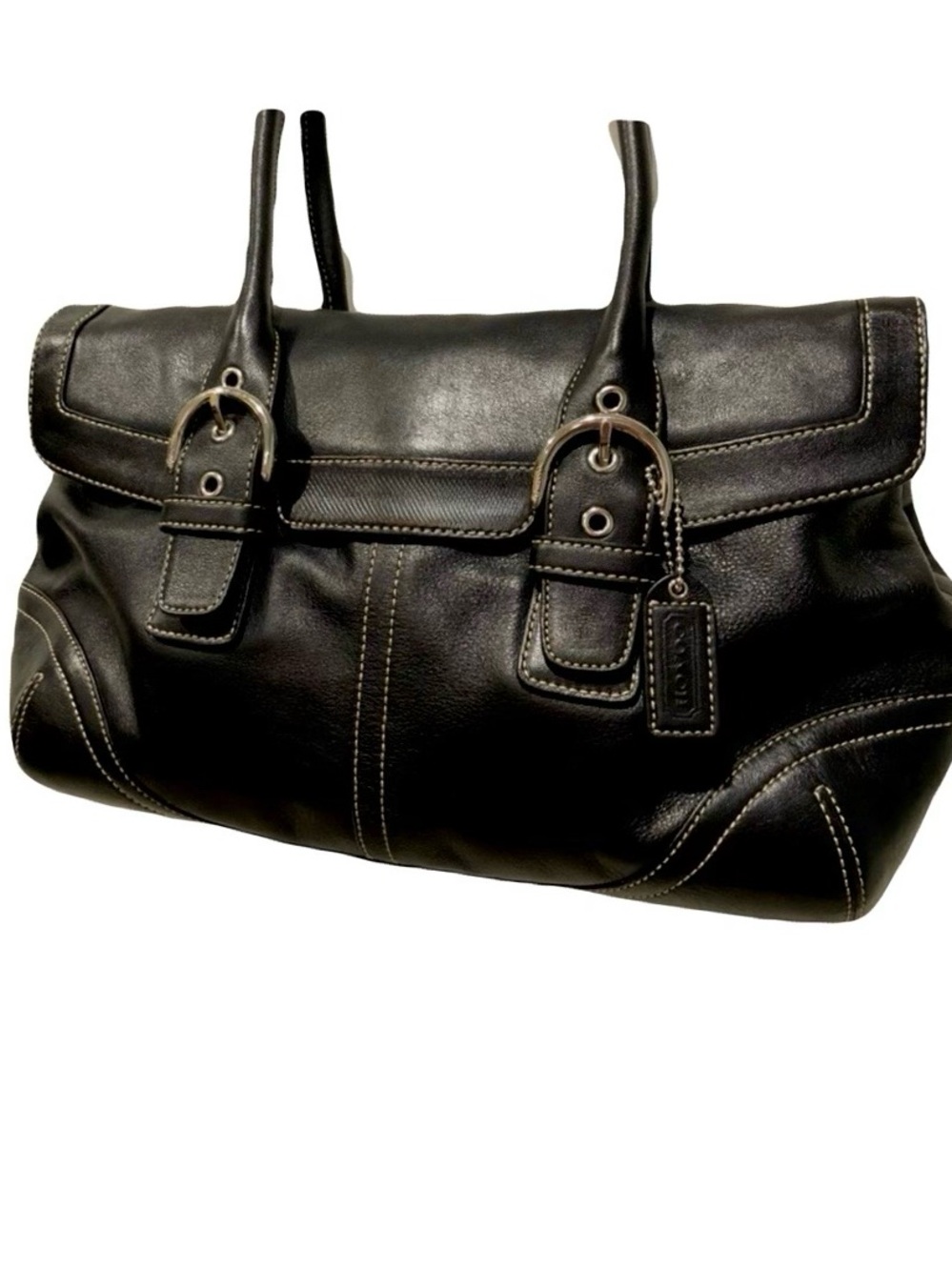 🐴 Coach 9636 Y2K Vintage Hamptons Soho Black Leather Satchel/Flap Shoulder Bag - Picture 4 of 13